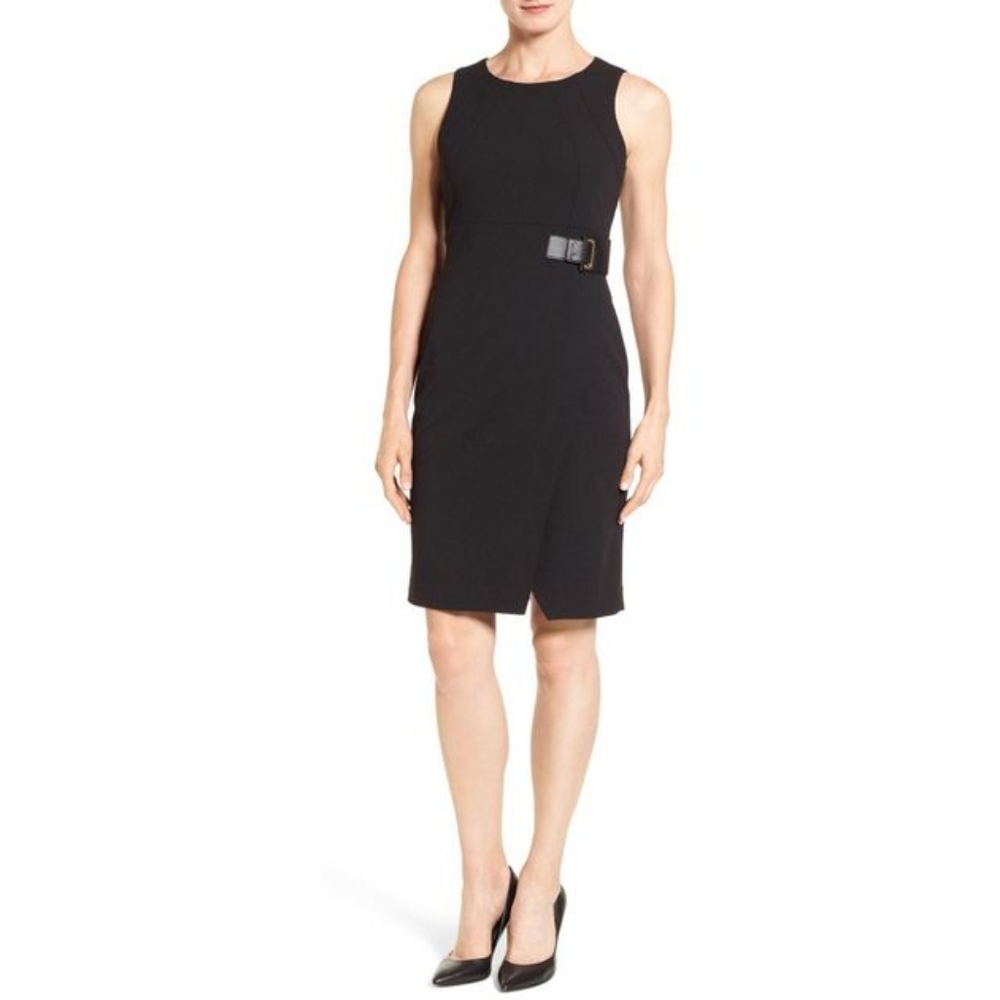 Ivanka Trump Scuba Crepe Belted Sheath Dress